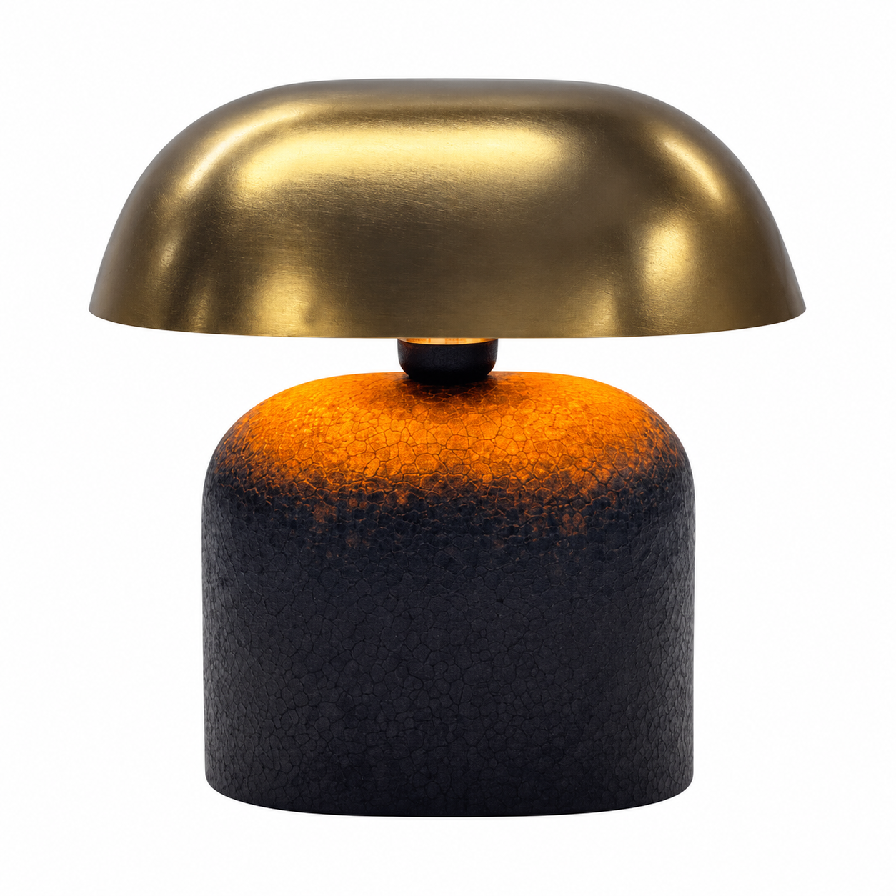 Slim Oval Black Table Lamp with Gold Shade