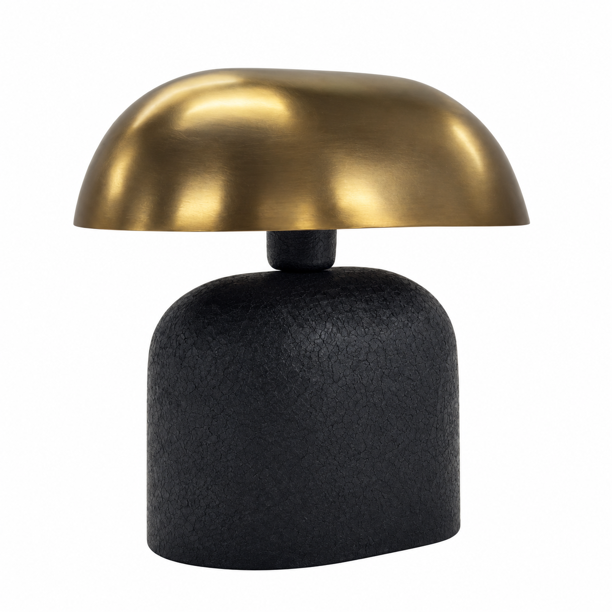 Slim Oval Black Table Lamp with Gold Shade
