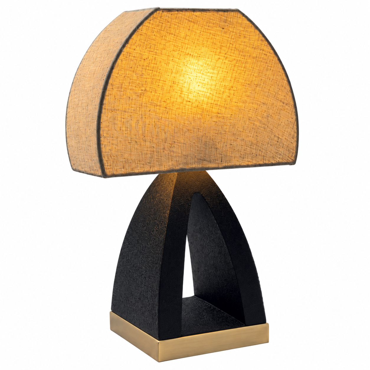 Black and Gold Cutout Base Table Lamp with Cream Shade
