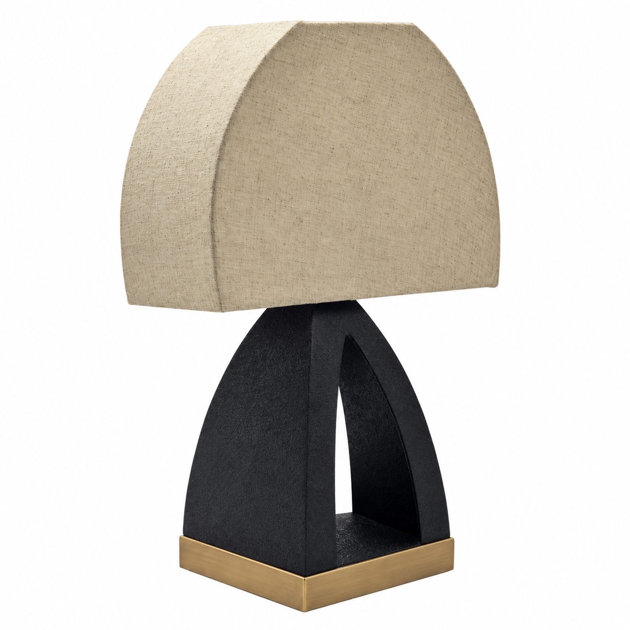 Black and Gold Cutout Base Table Lamp with Cream Shade