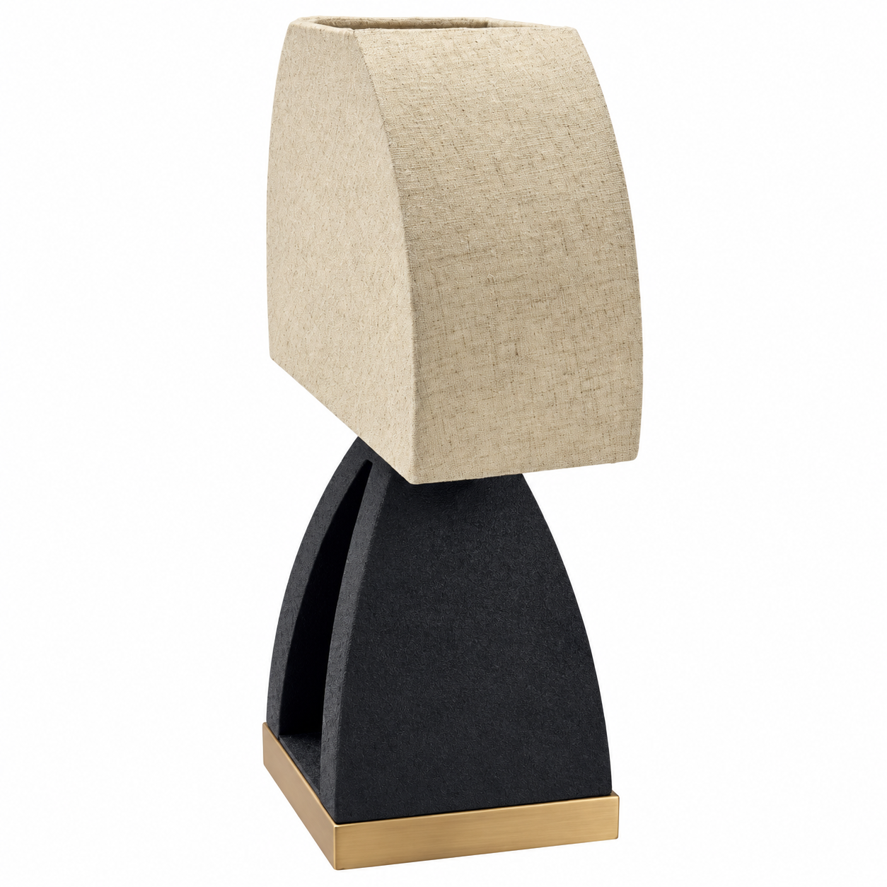 Black and Gold Cutout Base Table Lamp with Cream Shade