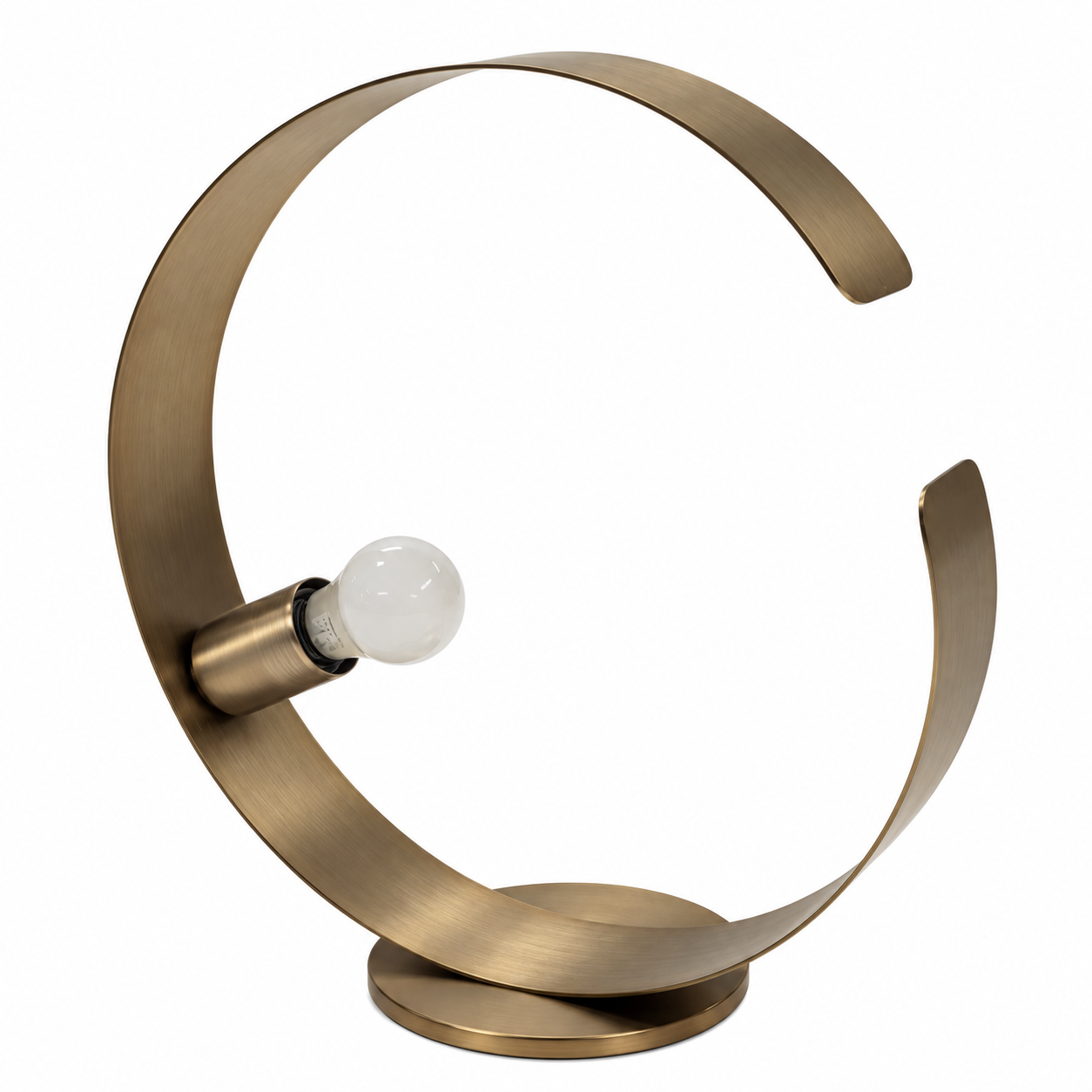 Low Profile Gold Metal Sculpture Arc Table Lamp