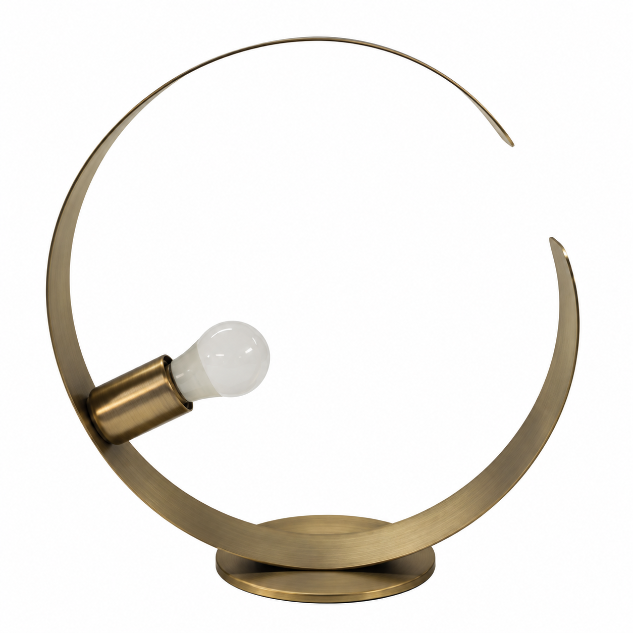 Low Profile Gold Metal Sculpture Arc Table Lamp