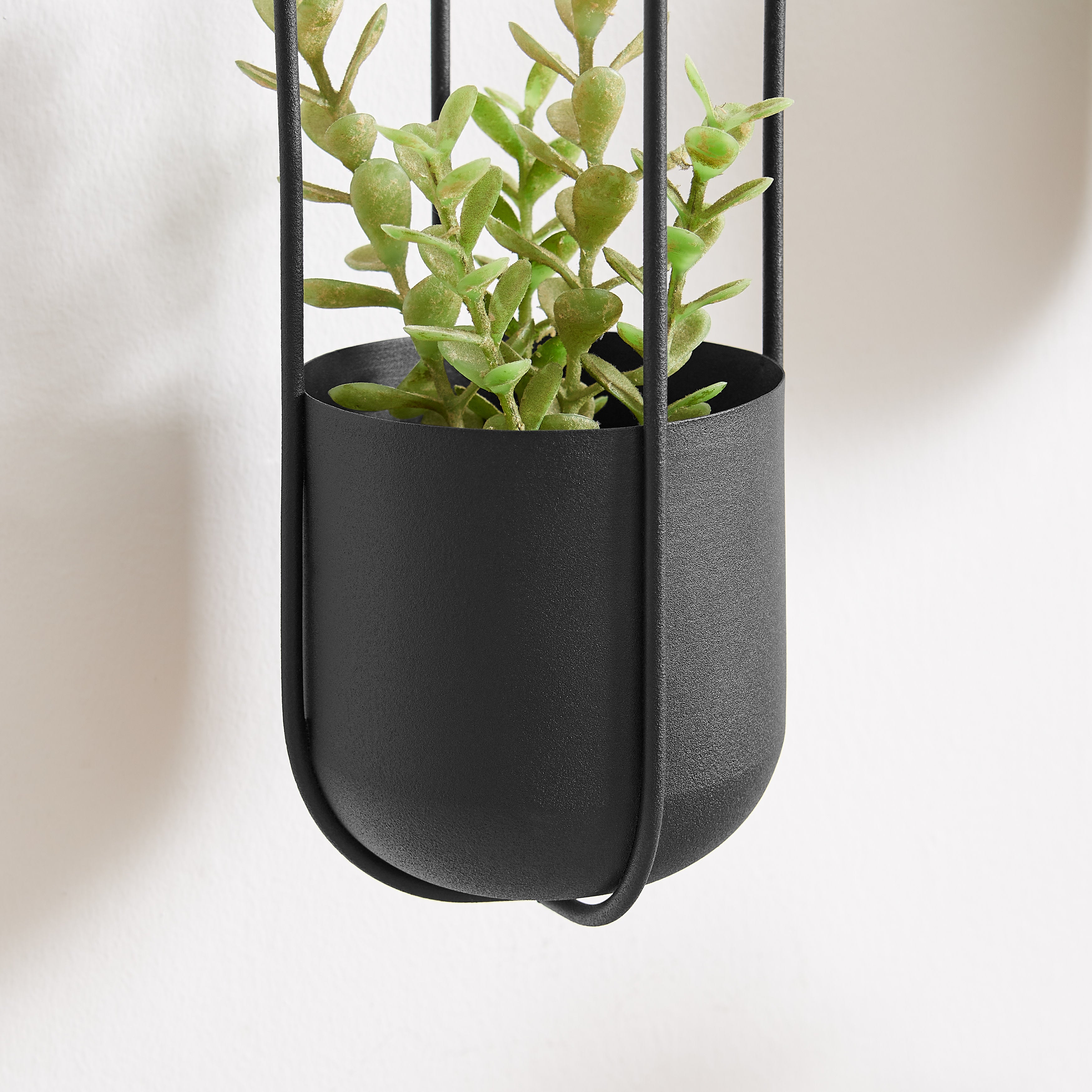 Walter 2-Piece Modern Black Metal Oval Hanging Planter Set with Chain Hanging Option