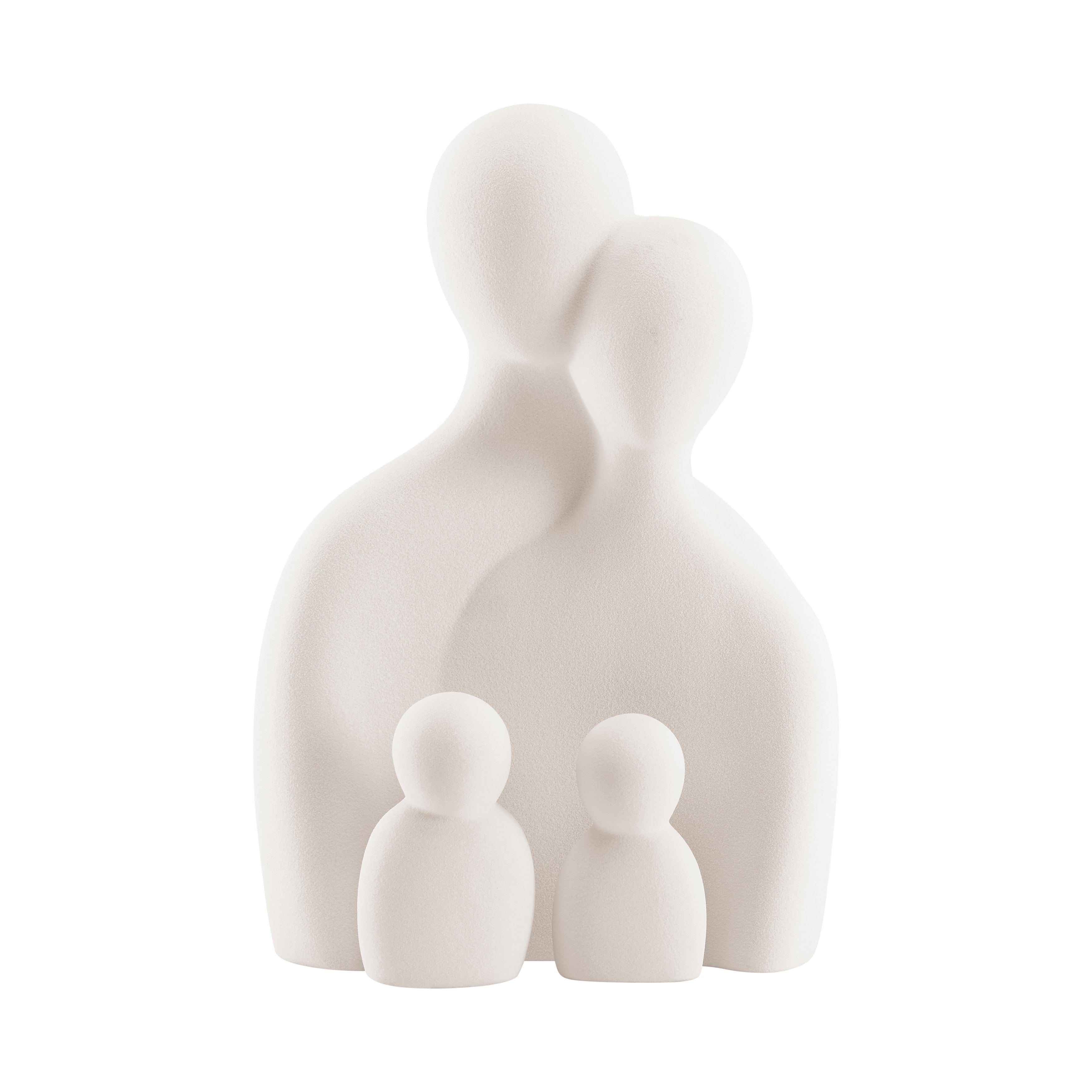 Hans Cream Abstract Nesting Three Piece Family of 4 Decorative Accent Matte Ceramic Sculpture Figure Set