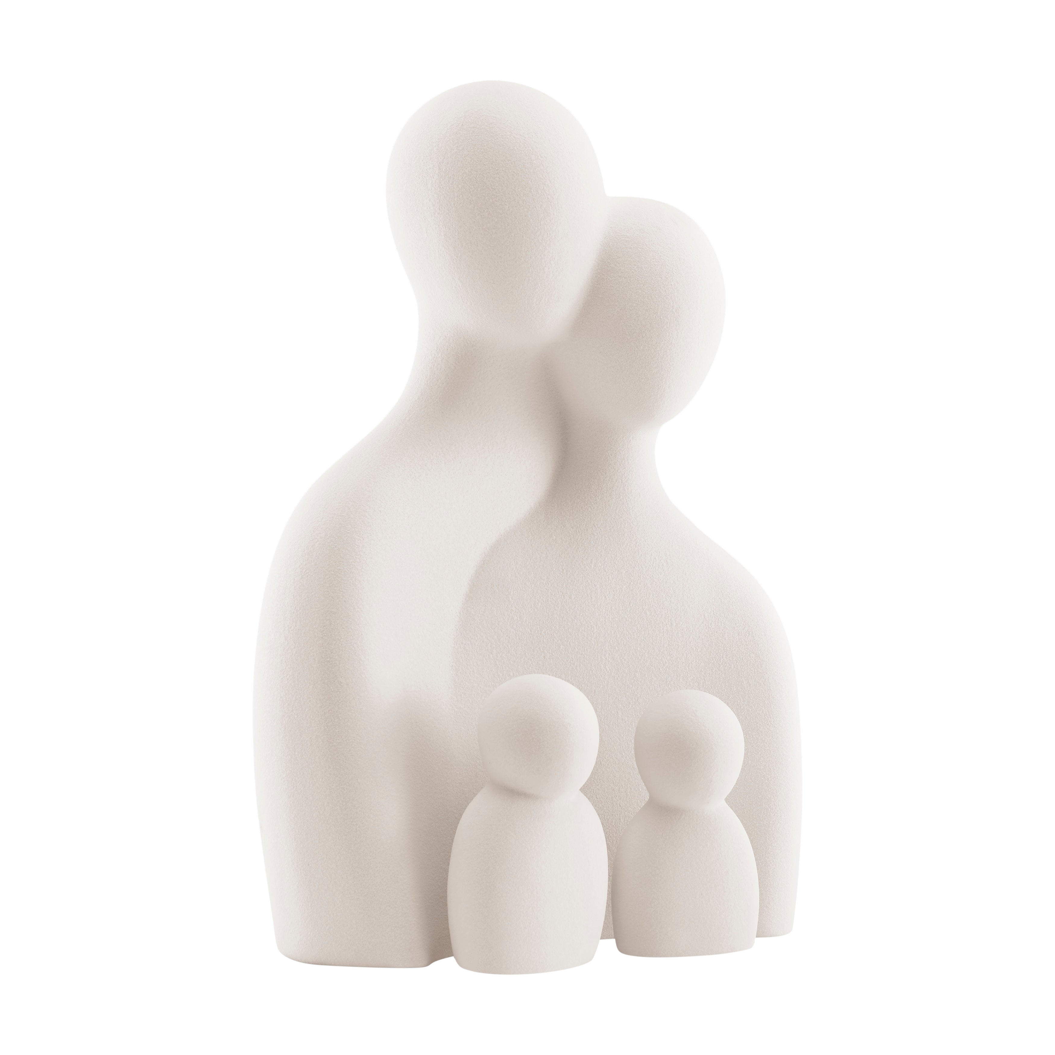 Hans Cream Abstract Nesting Three Piece Family of 4 Decorative Accent Matte Ceramic Sculpture Figure Set