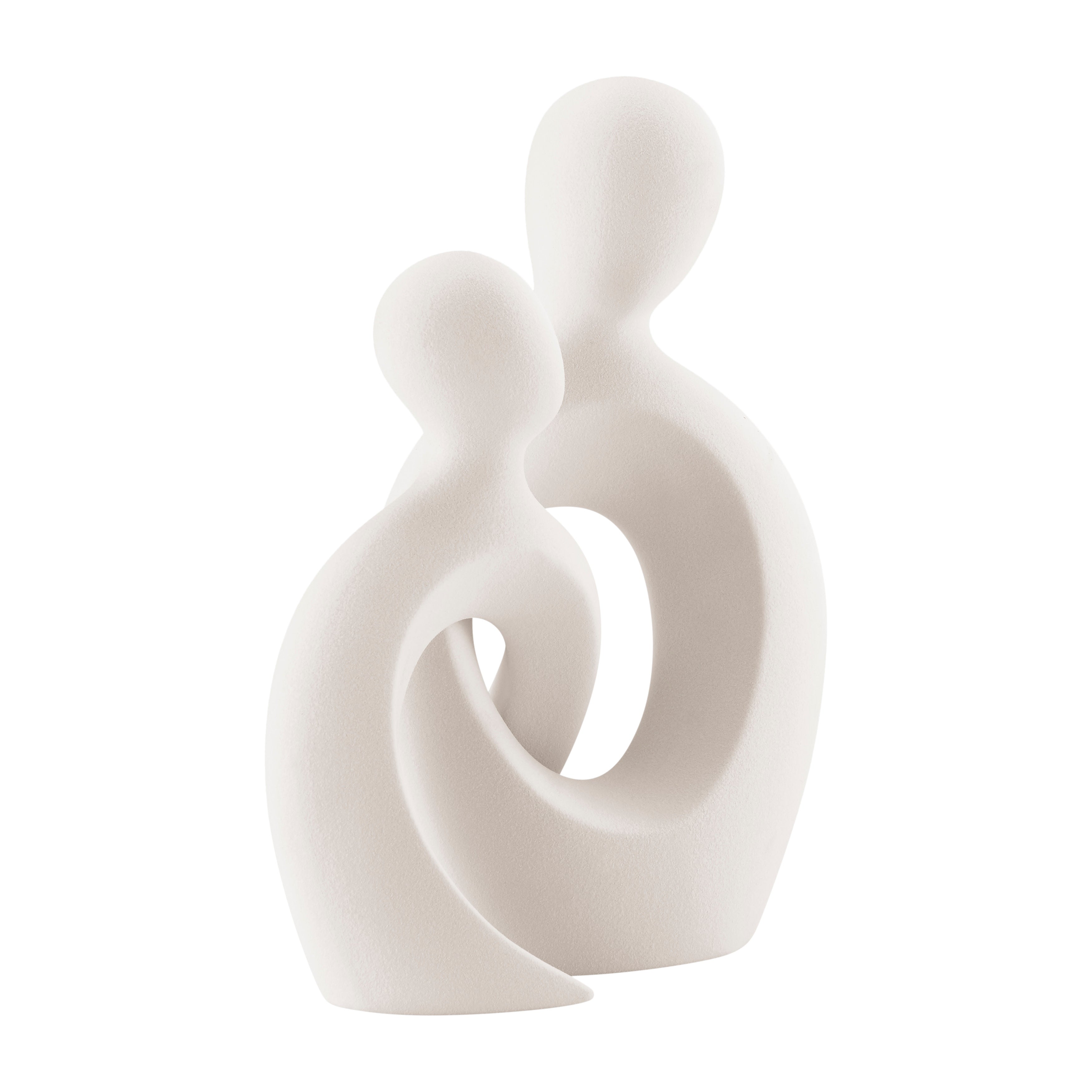 Hans Cream Abstract Intersecting Circle Tender Couple Decorative Accent Matte Ceramic Sculpture Figure