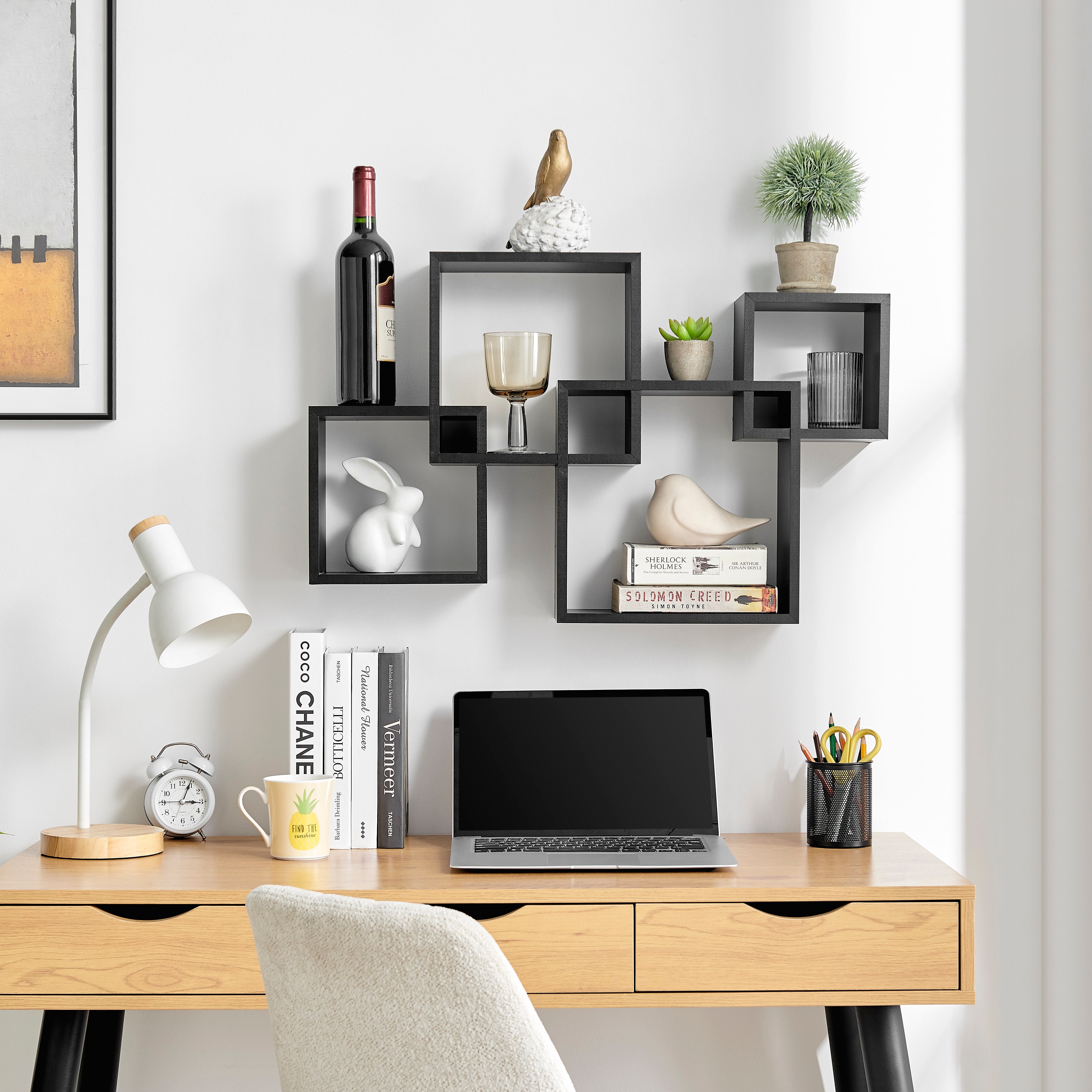 Boom社 hive cube shelfハニカムシェルフ ミッドセンチュリー Blocchetto Intersecting Cubes Wall Shelf Unit - Horizontal or