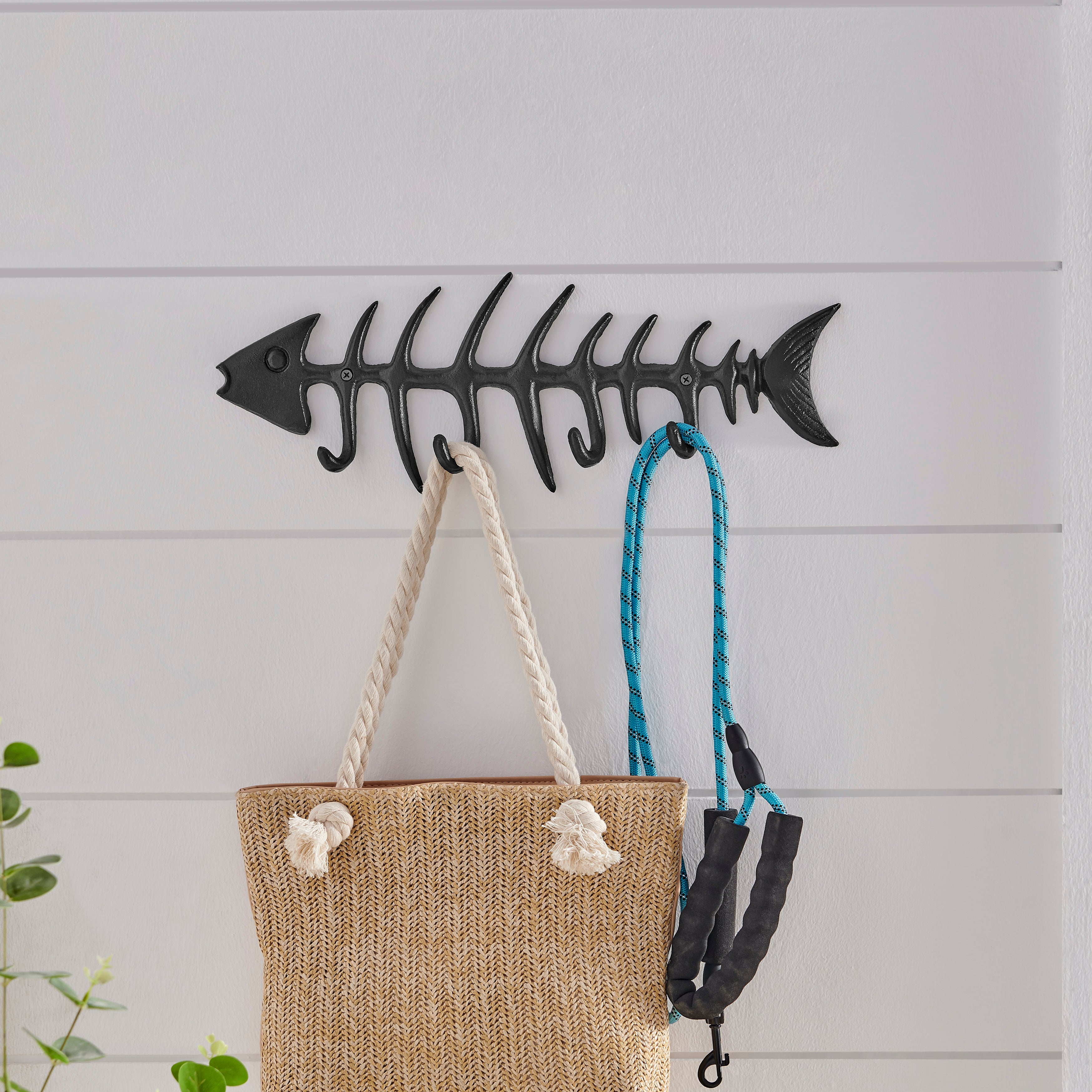 cast iron fish wall hook Danya B. Dark Brown Cast Iron Fishbone Decorative Wall Sculpture Utility Hook Unit with 4 Hooks