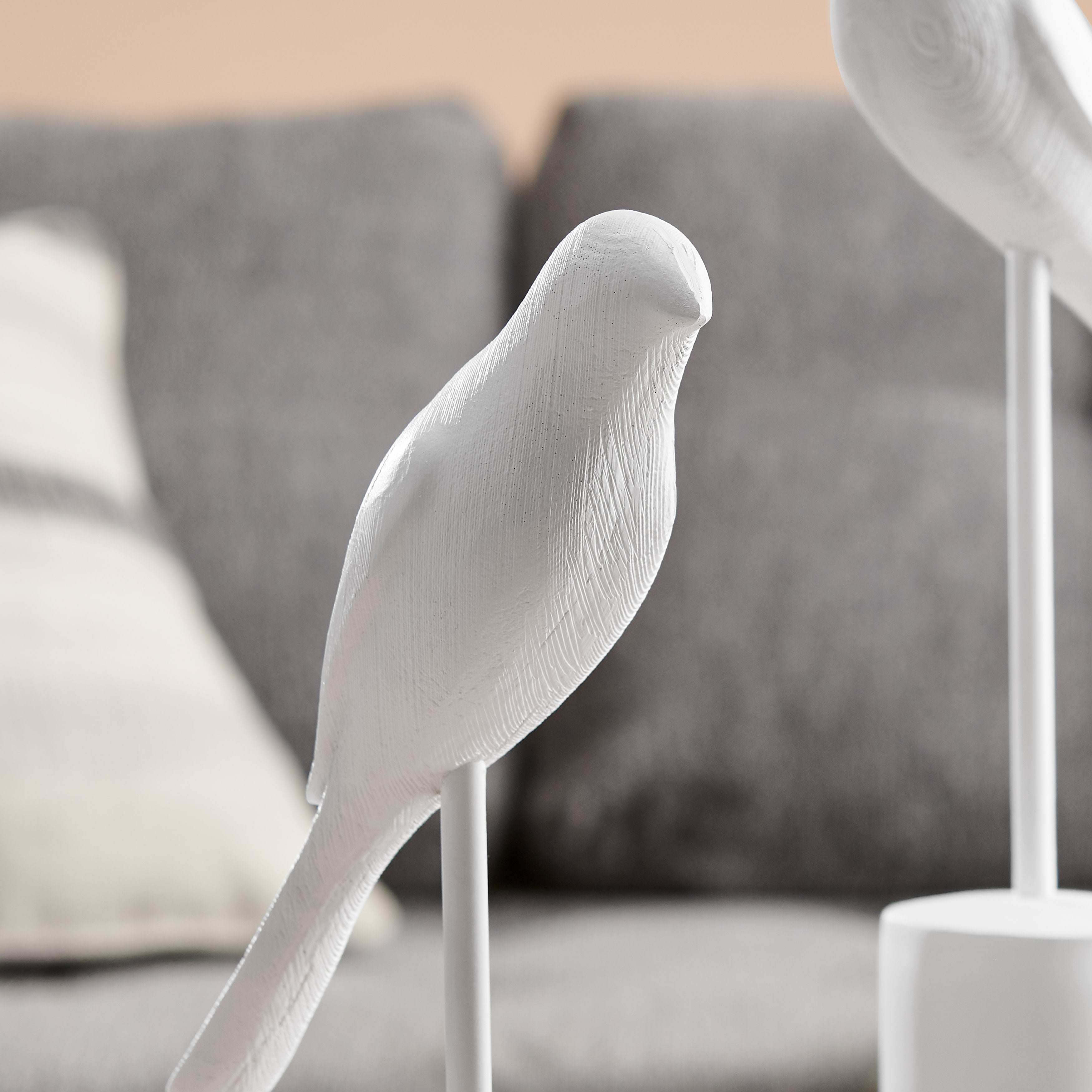 Ren Bird Perched White Ornament Decorative Accent Sculpture Figurines - Set of 3