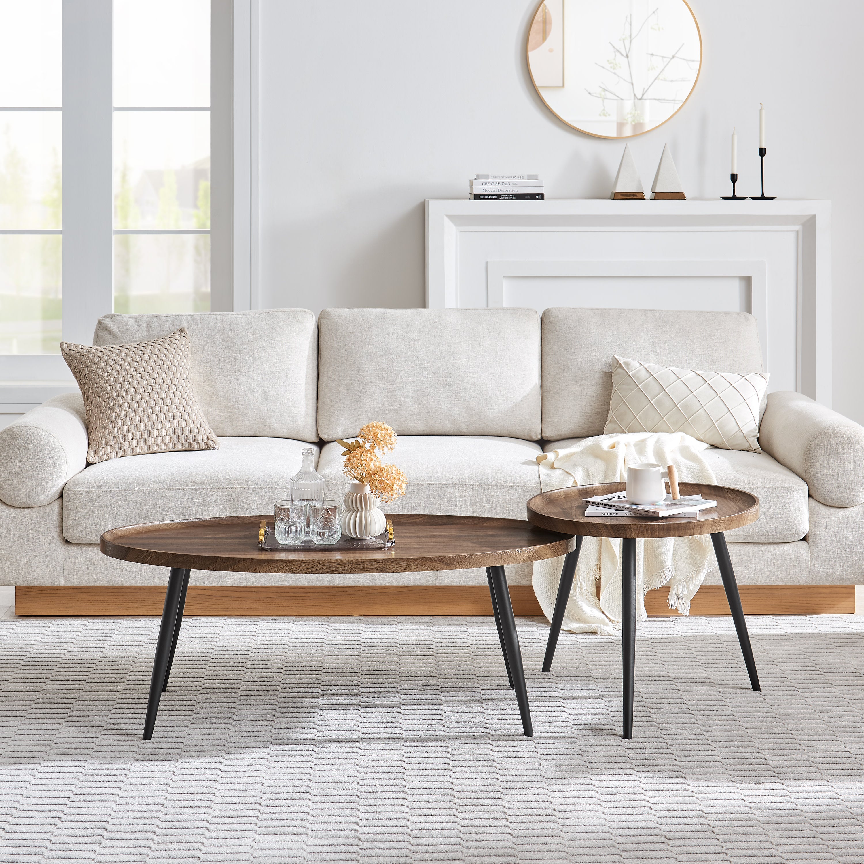 Paxton Nesting Raised Lip Edge 2 Piece Coffee Table Set with