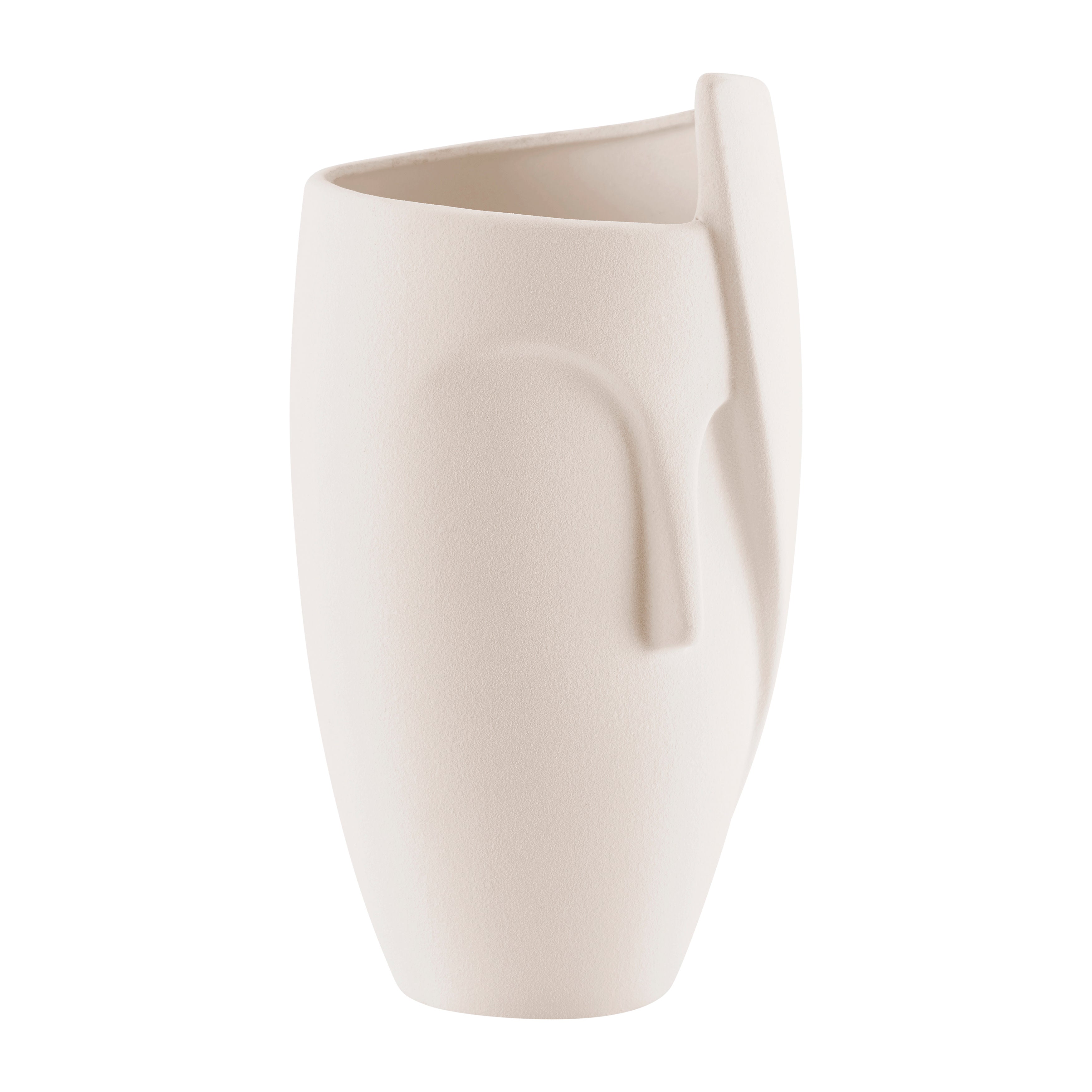 Hans Ansit Cream Abstract Contemporary Face Matte Ceramic Sculpture Decorative Planter Vase