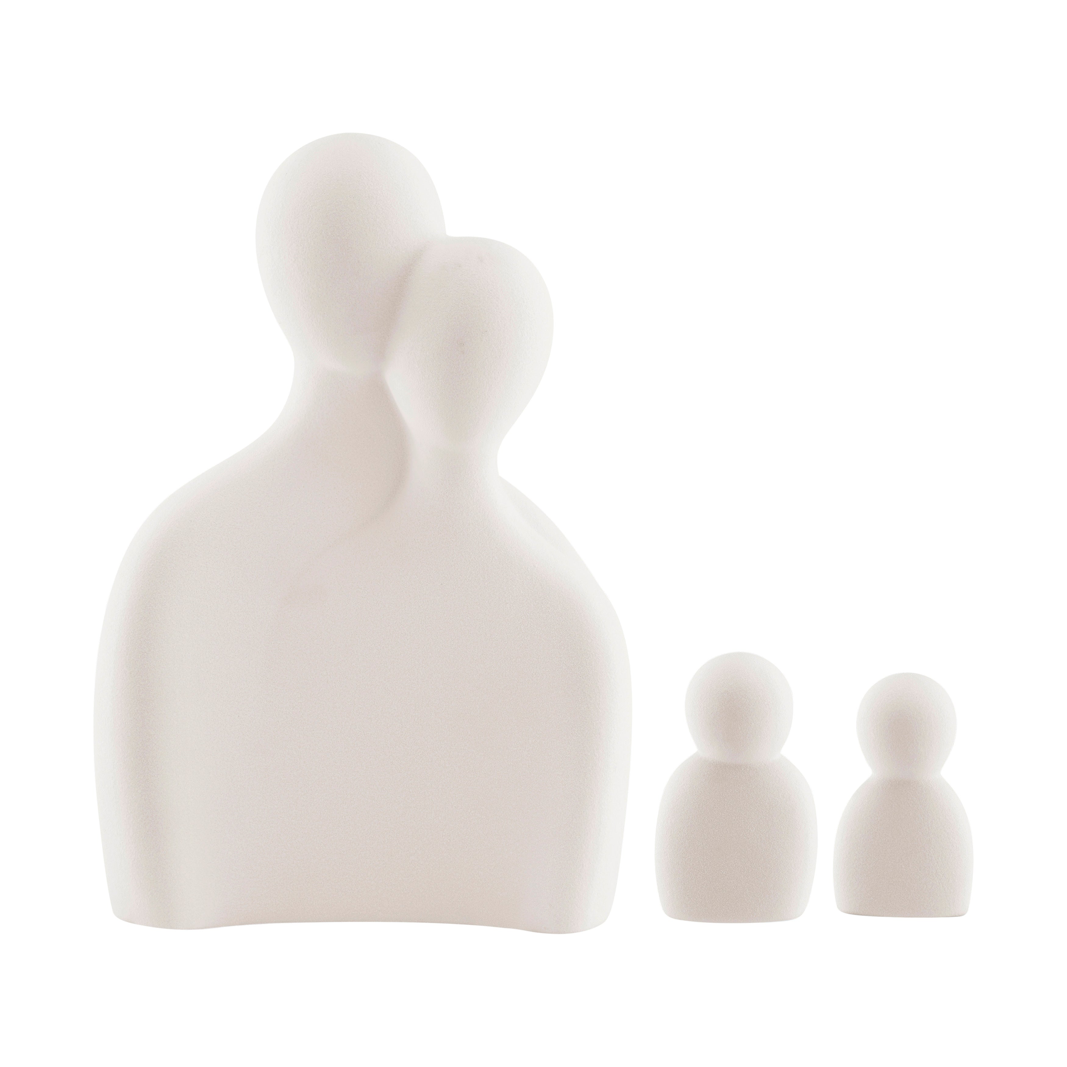 Hans Cream Abstract Nesting Three Piece Family of 4 Decorative Accent Matte Ceramic Sculpture Figure Set