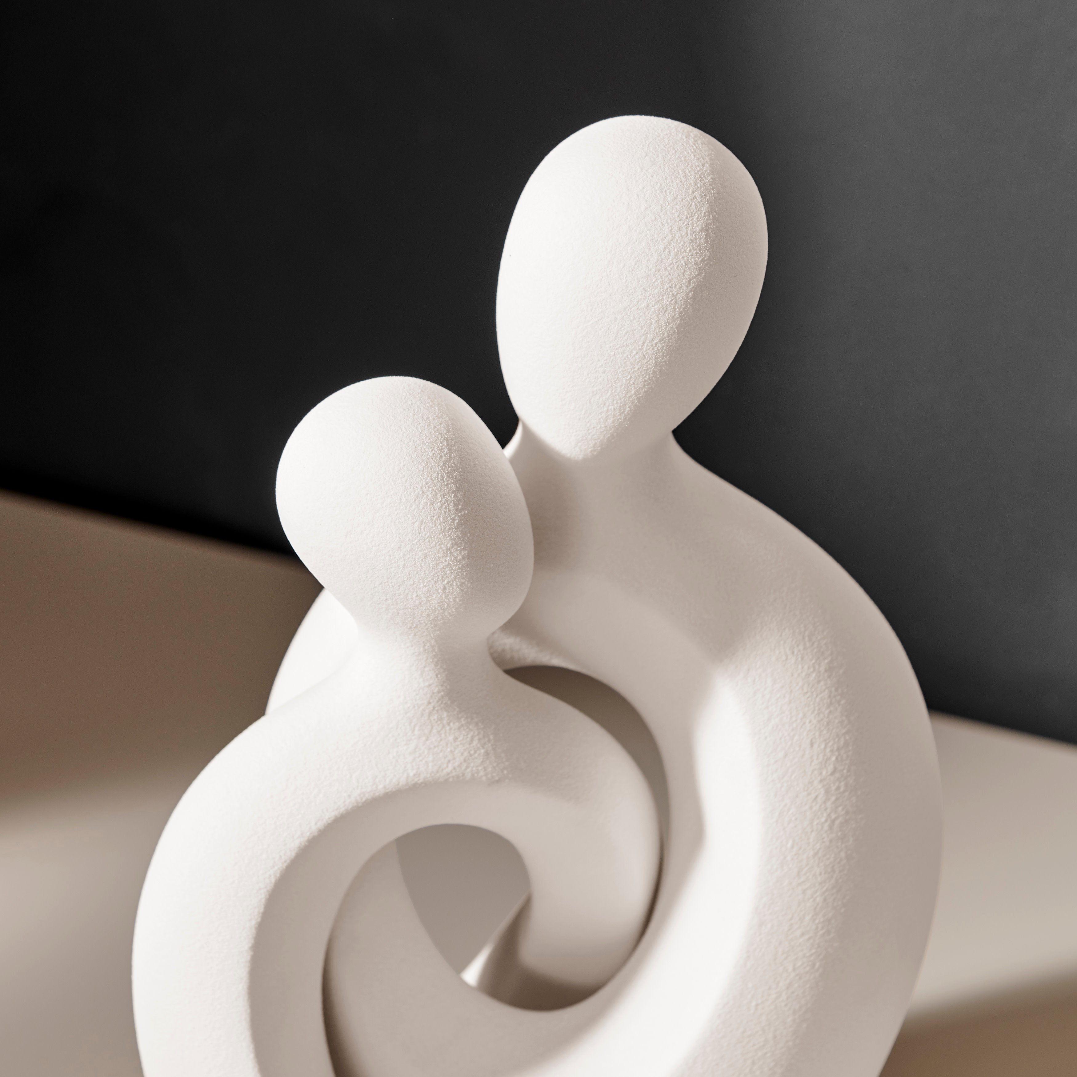 Hans Cream Abstract Intersecting Circle Tender Couple Decorative Accent Matte Ceramic Sculpture Figure