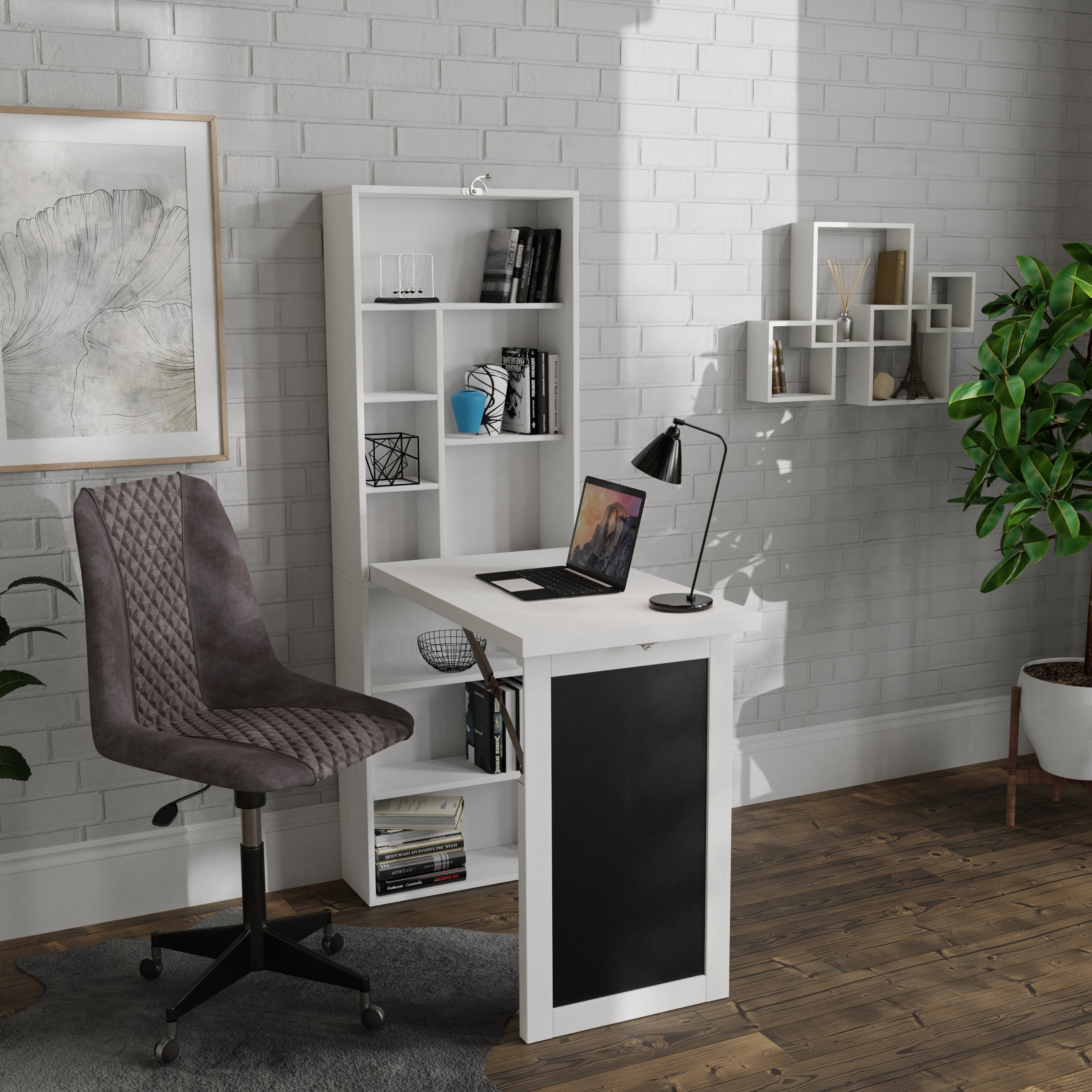 Clei Home Office is a Stylish Cabinet with Folding Desk
