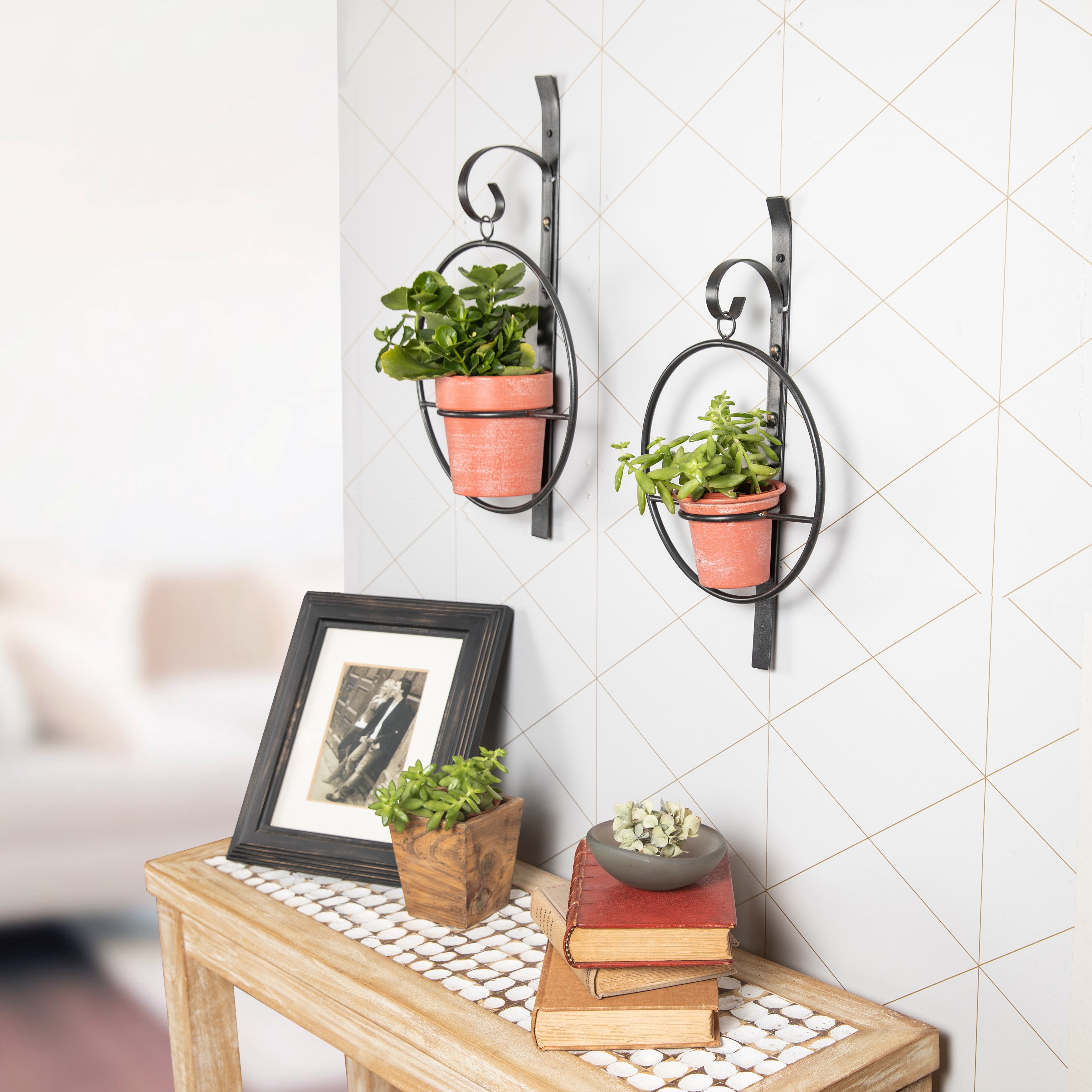 metal hanging planter Tivoli 2-Piece Metal Hanging Planter Set