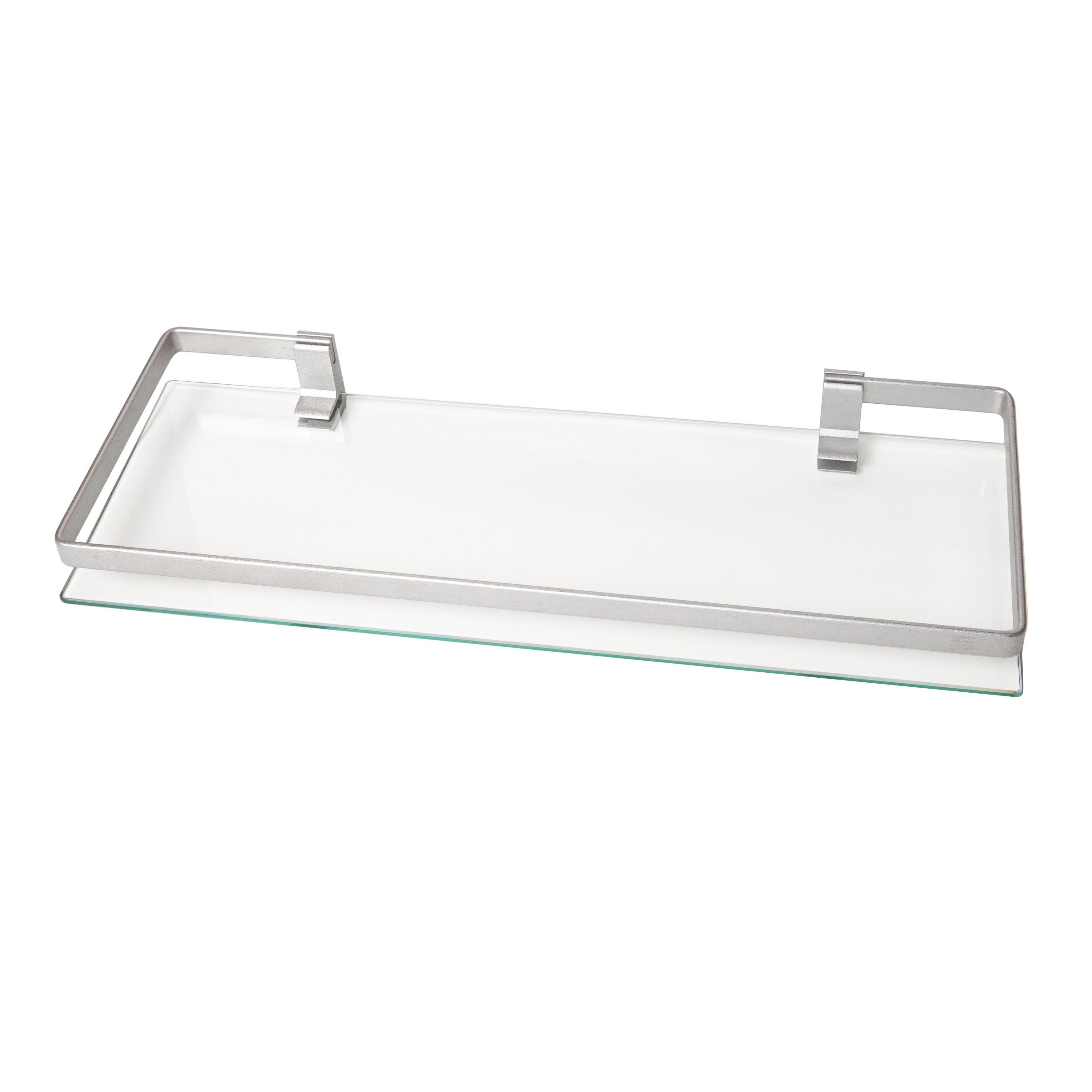 Duemila 5526.29_5576-79.81G by WS Bath Collections, Wall Mounted Frosted  Glass Adhesive Bathroom Shelf, Polished Chrome
