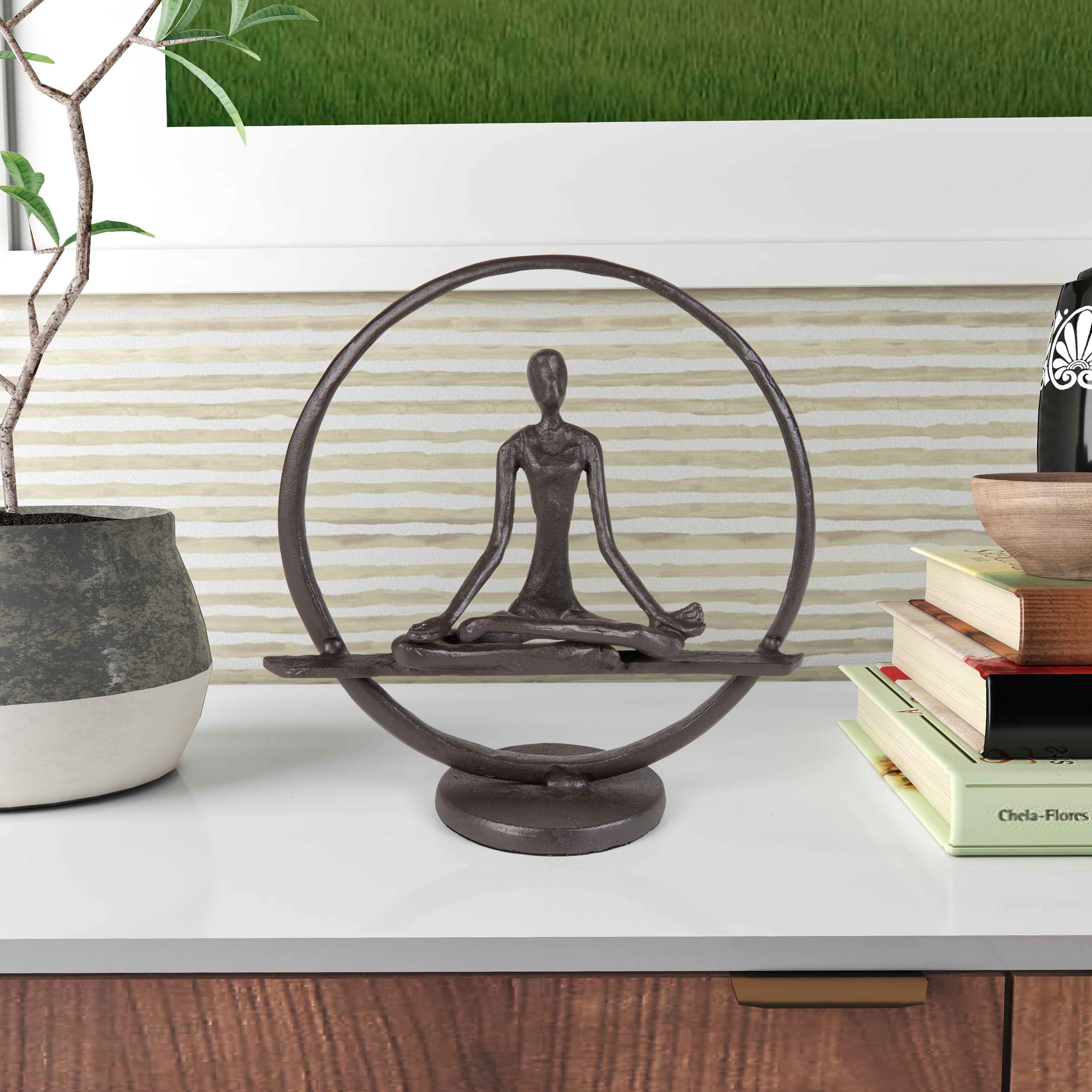 Danya B. ZI17195 Circle Iron Sculpture with Figurine in Yoga Pose – Namaste  Spiritual Home Décor – Great Gift Idea for Yoga Lovers