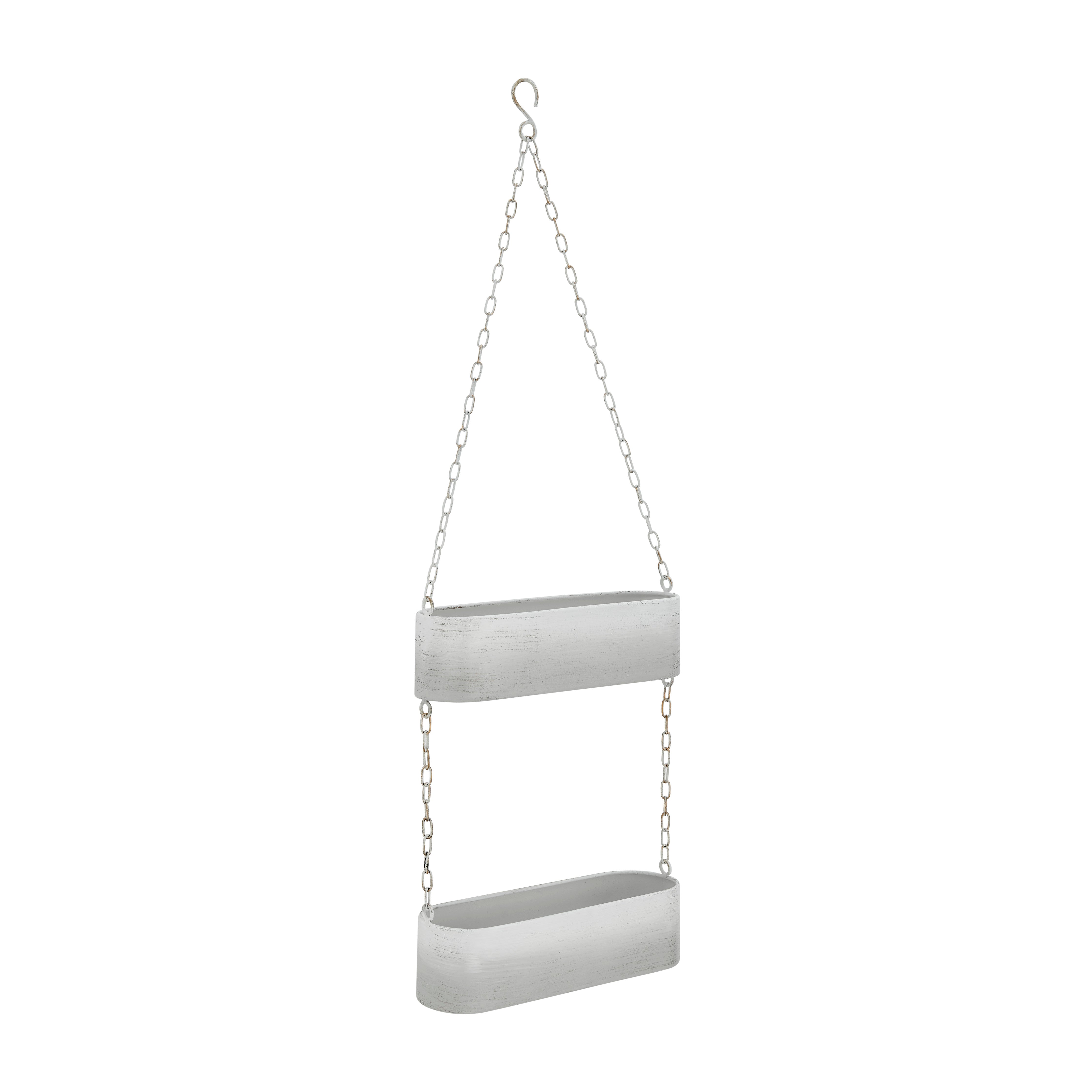 hanging planter trough Danya B Two-Tier Hanging Metal Trough Wall Planter