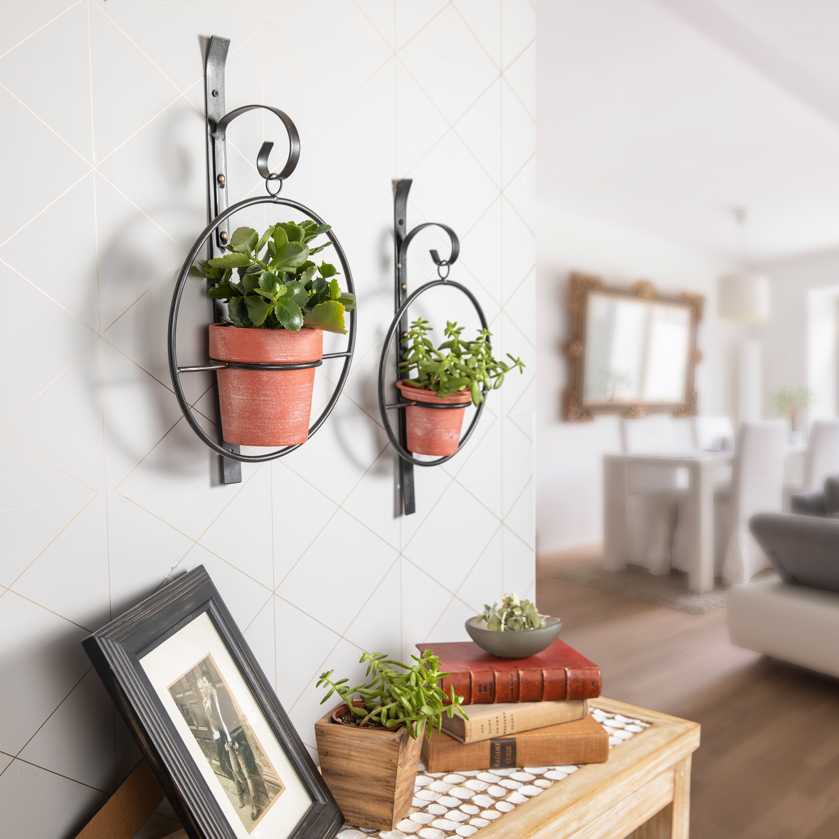 hanging plant pots metal Tivoli 2-Piece Metal Hanging Planter Set