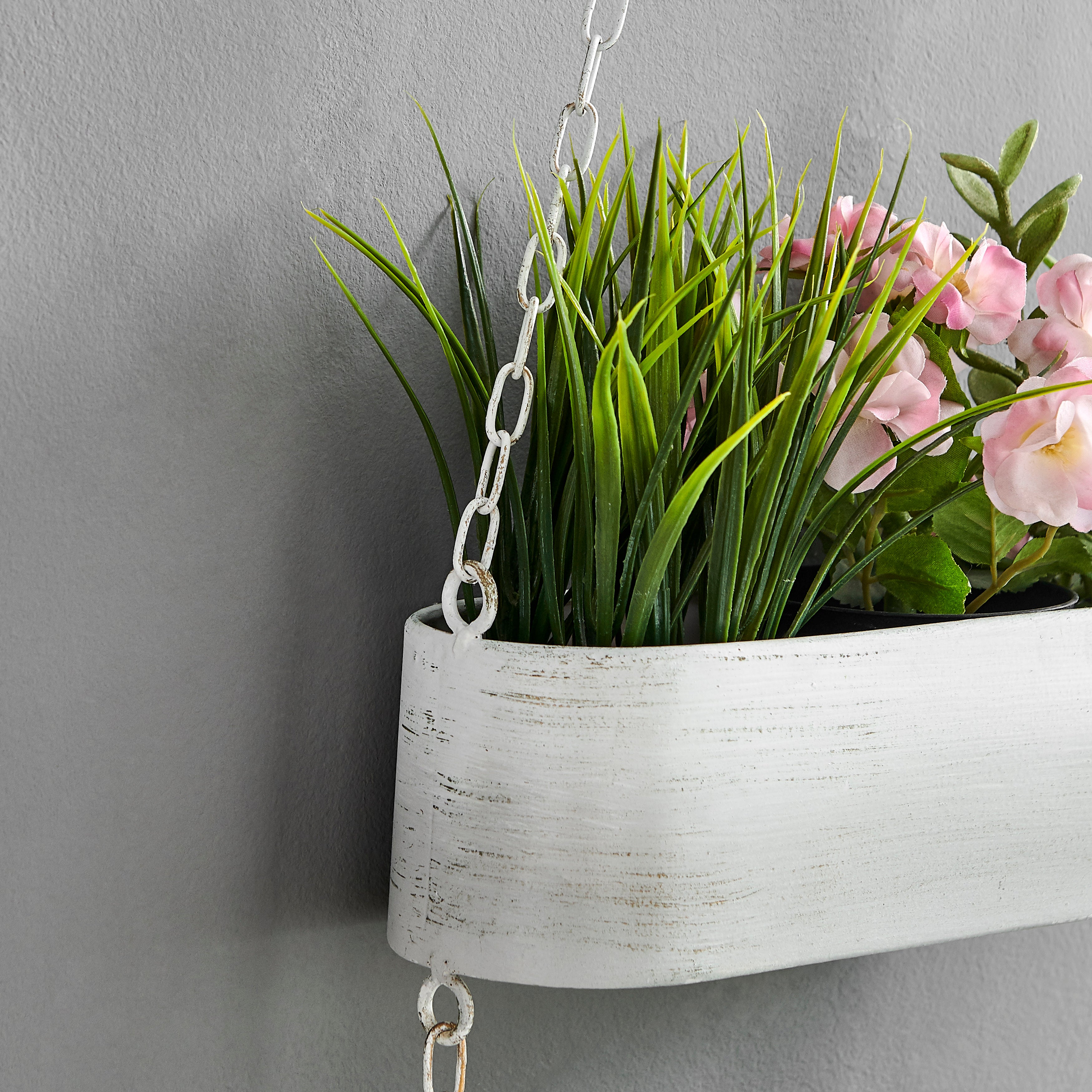 rectangular hanging planter Danya B Two-Tier Hanging Metal Trough Wall Planter