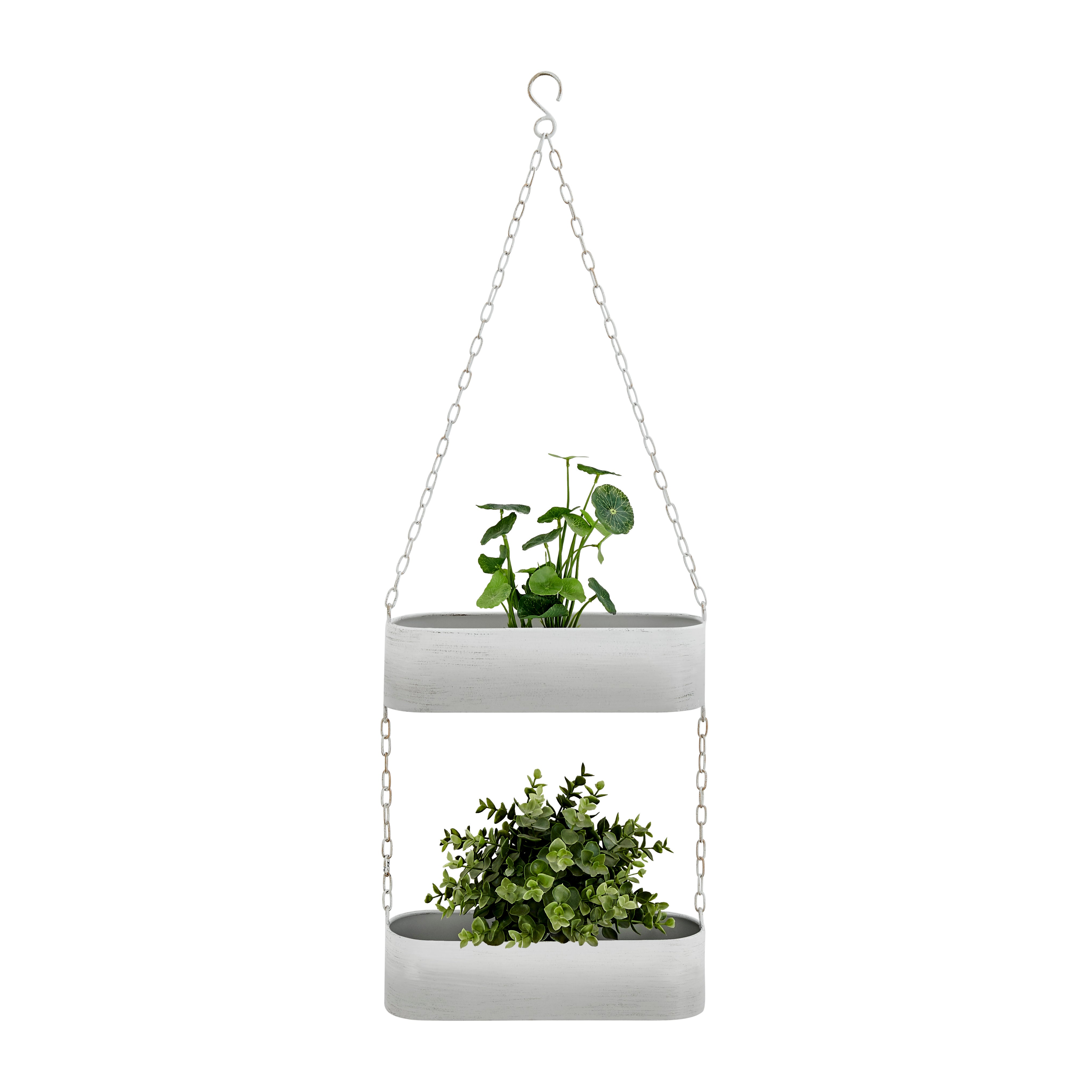 plant trough indoor Danya B Two-Tier Hanging Metal Trough Wall Planter