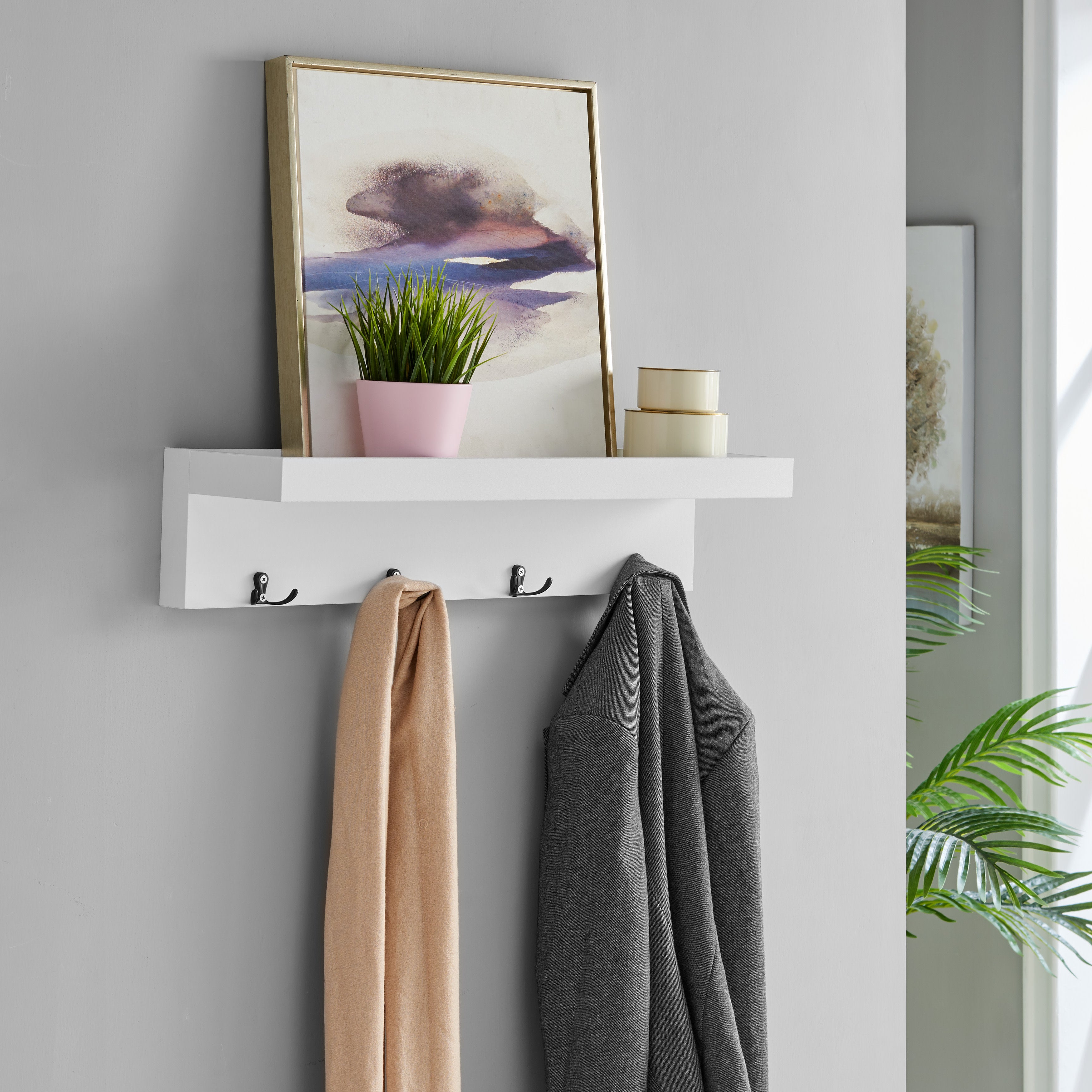 Buy Coat Rack Wall Mounted Shelf With Storage,decorative Metal