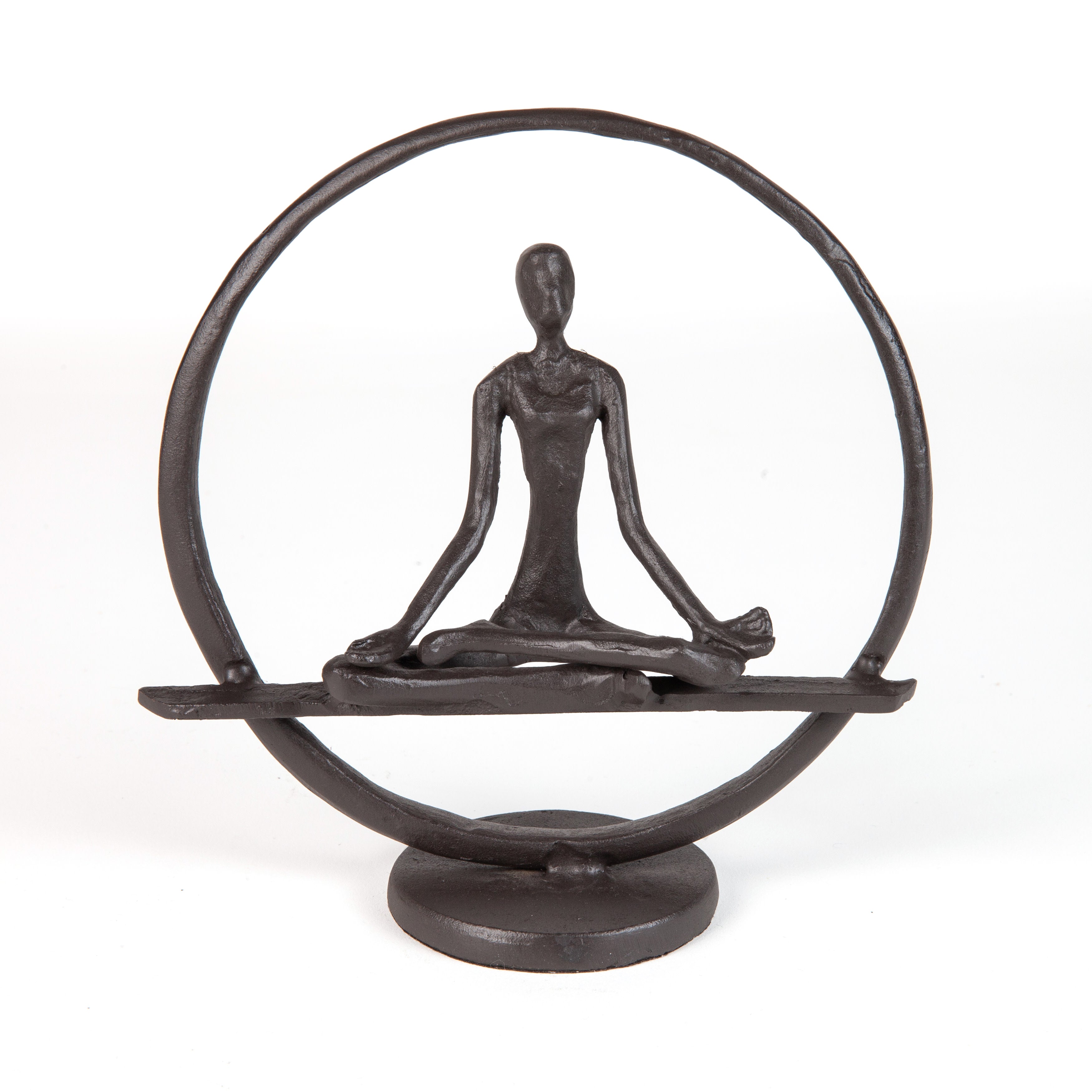 Yoga Tree Circle Cast Iron Sculpture