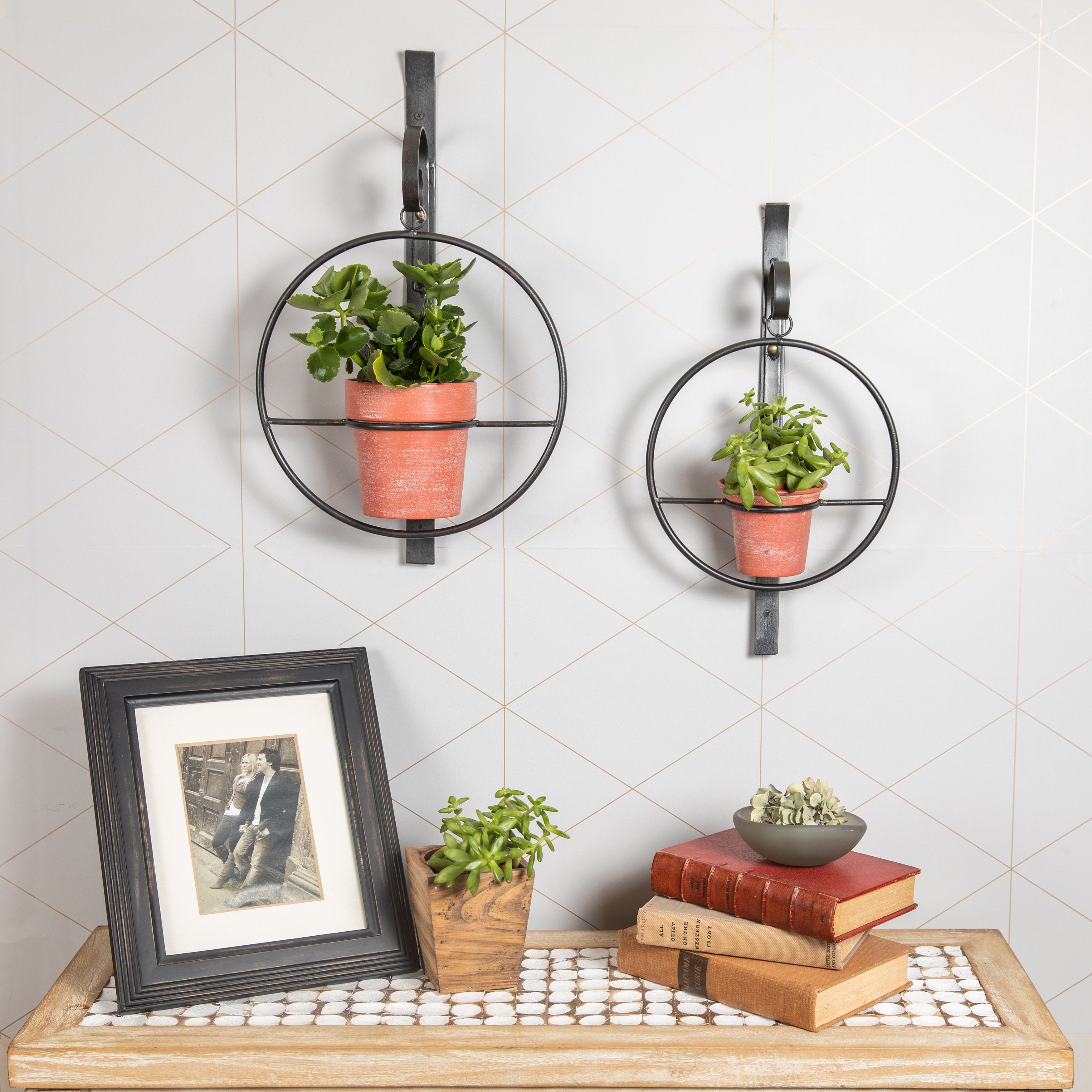 metal pot planter set Tivoli 2-Piece Metal Hanging Planter Set