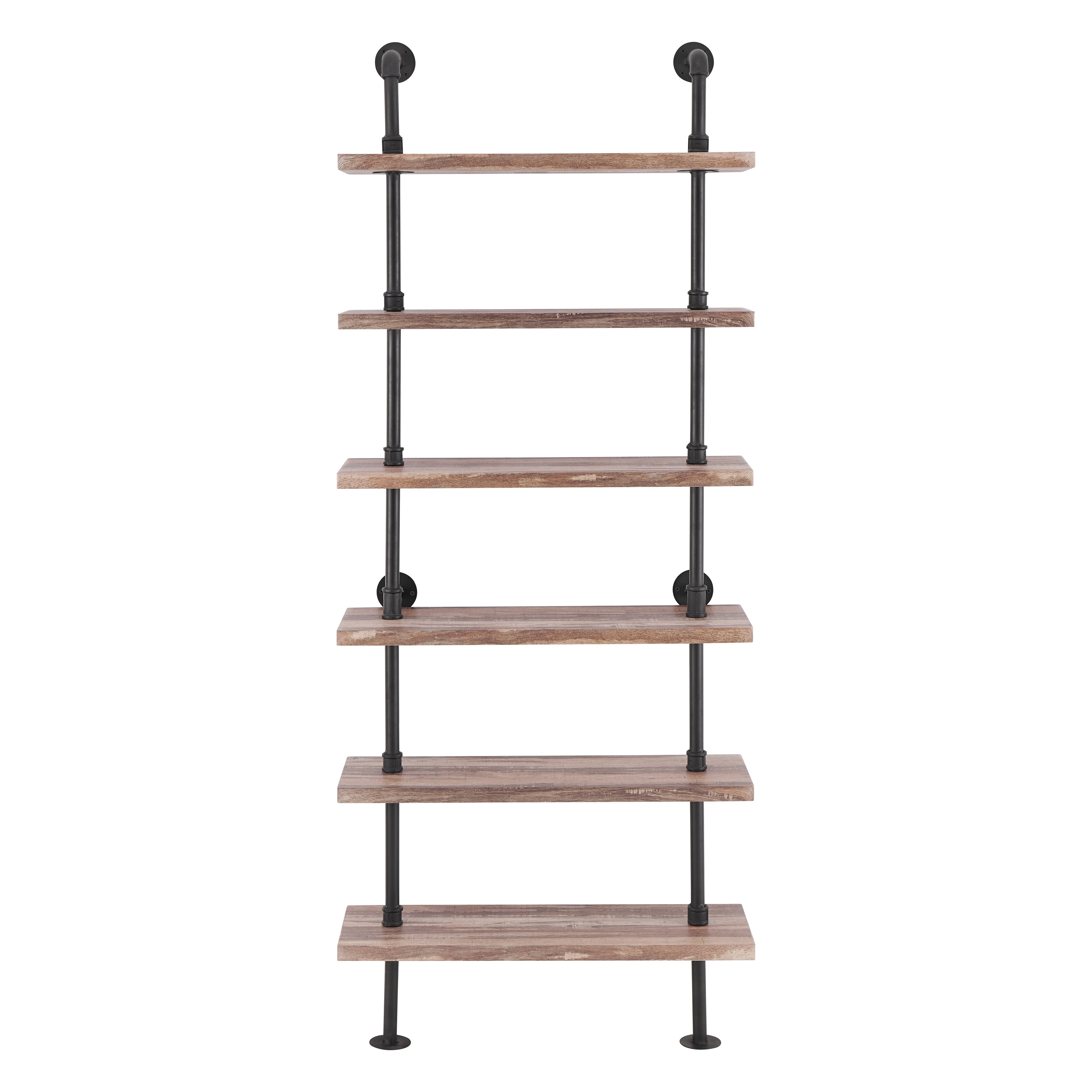 Industrial Modern Rustic 6-Tier Iron Pipe Wall Mount Ladder Shelving U –  Danya